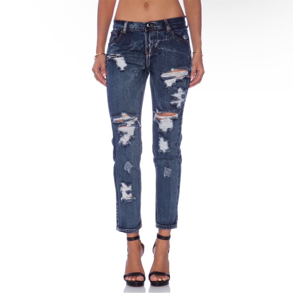 One by One Teaspoon Awesome Baggies Acid Wash Distressed Jeans